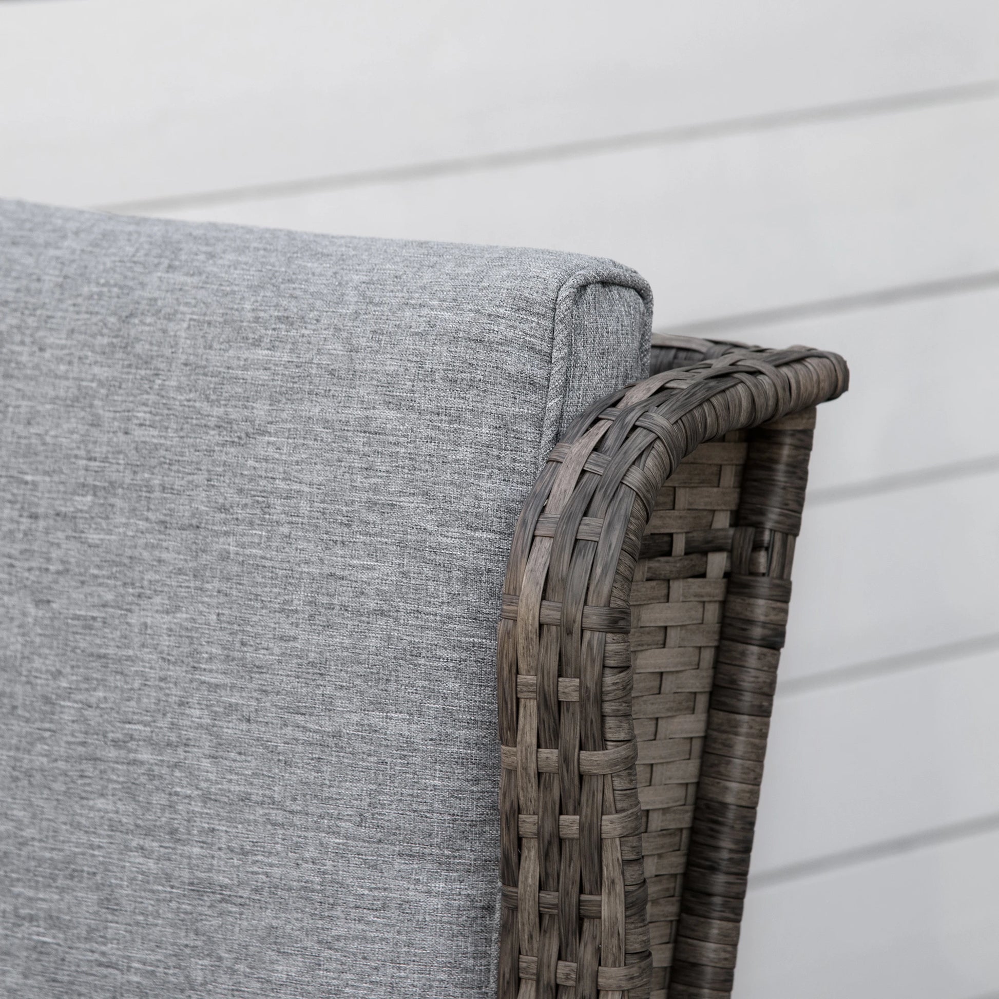 Outdoor Wicker Rocking Chair, PE Rattan Porch Rocker, Grey Outdoor Rocking Chairs at Gallery Canada