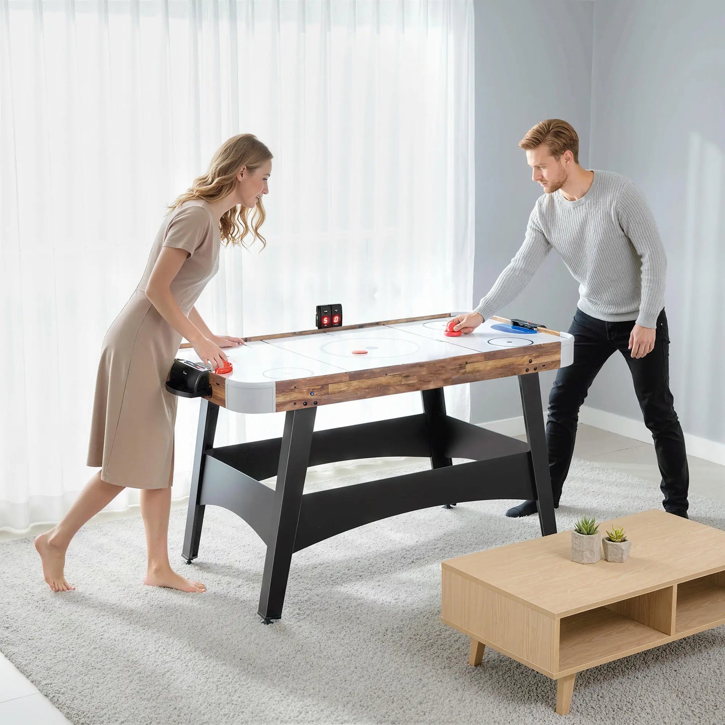61" Air Hockey Table, LED Scoreboard, Manual Scorers, Pushers, Pucks Game Tables at Gallery Canada
