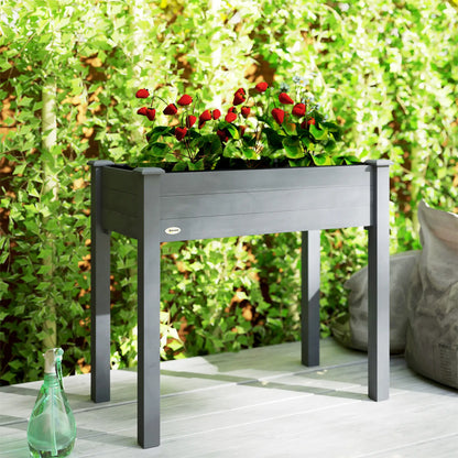 34"x18"x30" Wooden Raised Garden Bed, Elevated Planter Box with Legs, Dark Grey Raised Garden Beds at Gallery Canada