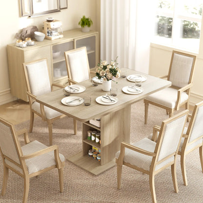Extendable Dining Table, 43.3"-51.2", Natural Wood, 6 Shelves Dining Tables at Gallery Canada