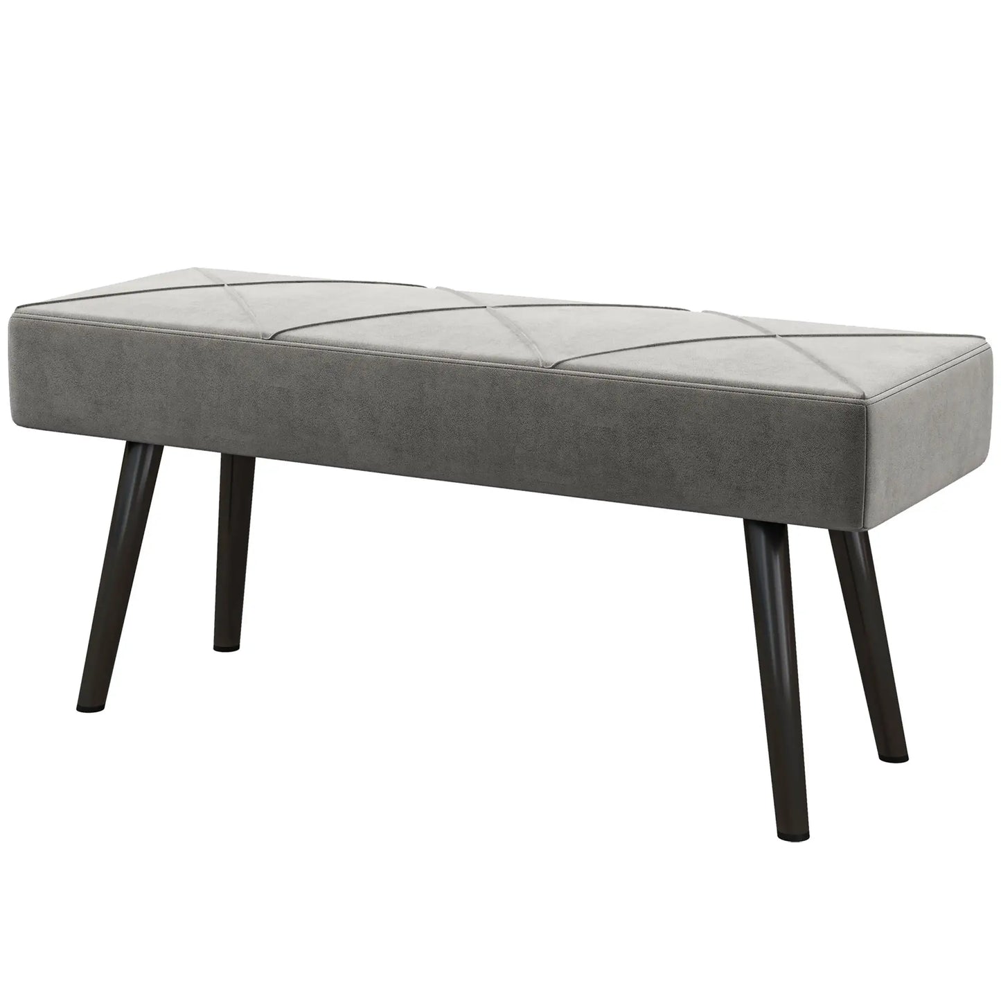 39 Inches Upholstered Bed Bench, Modern Steel Legs, Grey Storage Ottomans & Benches Grey at Gallery Canada