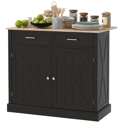 Kitchen Island with Drop Leaf, 2 Drawers, Adjustable Shelves, Black Kitchen Islands & Kitchen Carts at Gallery Canada