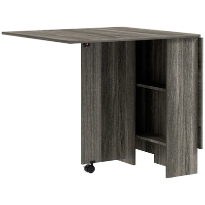 Extendable Dining Table, Collapsible w/ Shelves, Grey Wood Grain, Grey Dining Tables Grey Wood Grain at Gallery Canada