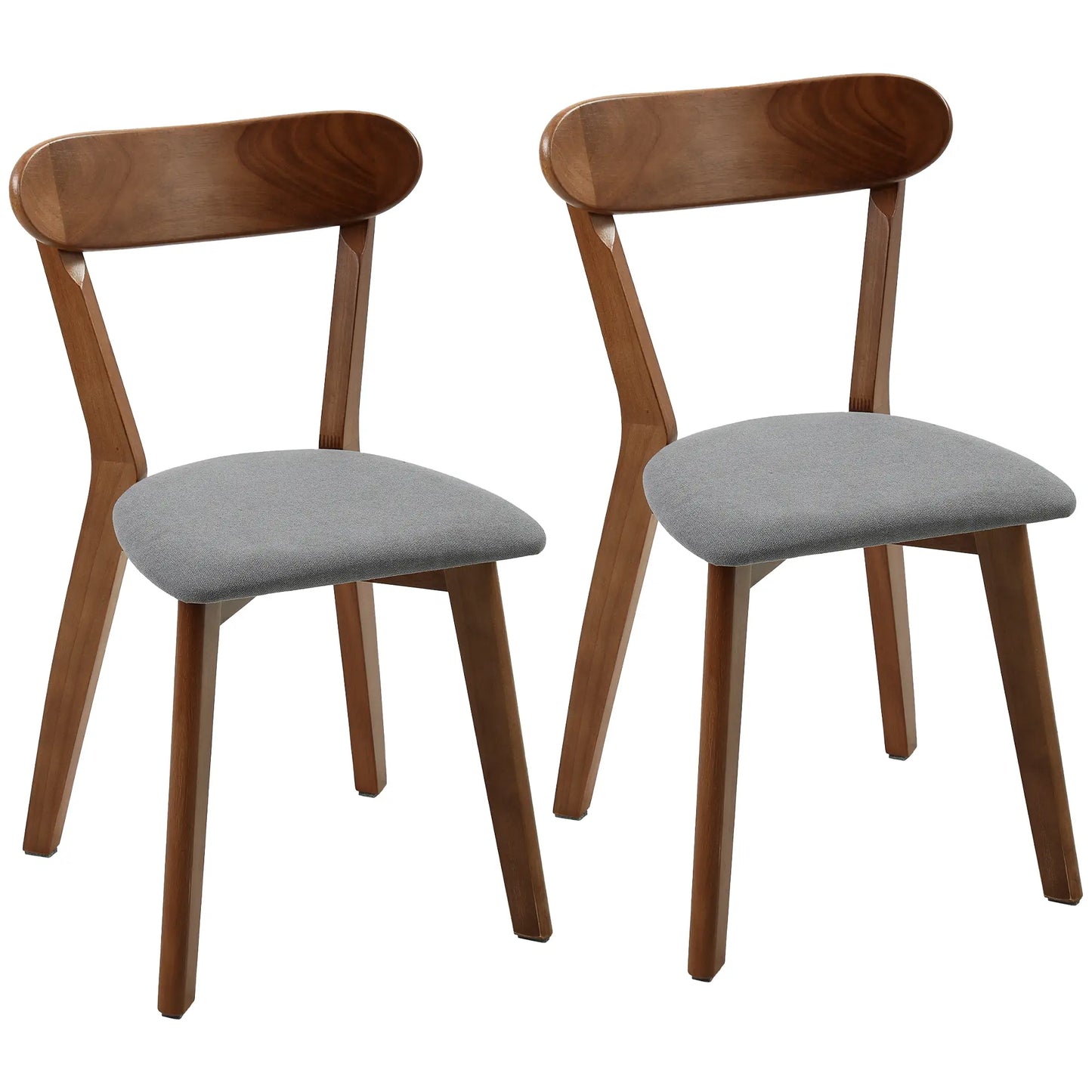Upholstered Linen-Look Dining Chairs, Rubberwood Legs, Set of 2, Grey & Brown Dining Chairs at Gallery Canada