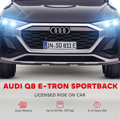 12V Kids Electric Car, Audi Q8 E-Tron Sportback, Remote Control, Black Electric Toy Cars at Gallery Canada