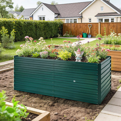 5' x 3' x 2' Raised Garden Bed, Galvanized Planter Box, Green