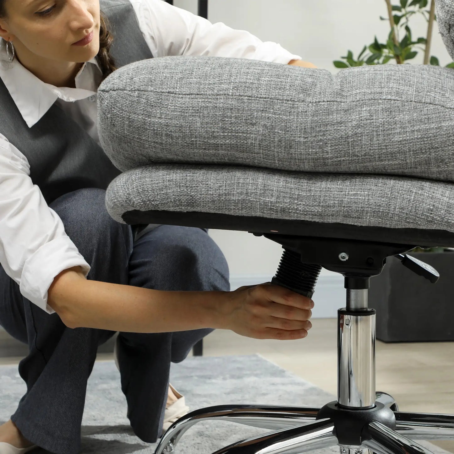 Armless Office Chair, Wide Padded Seat, Adjustable Height, Tilt Function, Grey Task Chairs at Gallery Canada