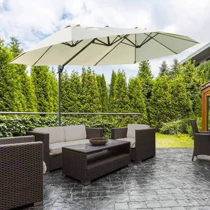 Outdoor Cantilever Umbrella, Twin Canopy Sunshade, Lift, Beige Cantilever Umbrellas at Gallery Canada
