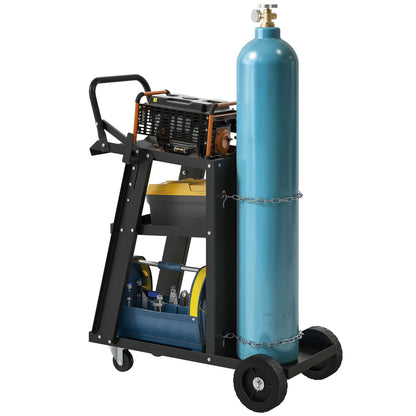 Welding Utility Cart 3-Tier Heavy Duty Rolling Tool Cart with Gas Cylinder Holder Black Tool Organizers at Gallery Canada
