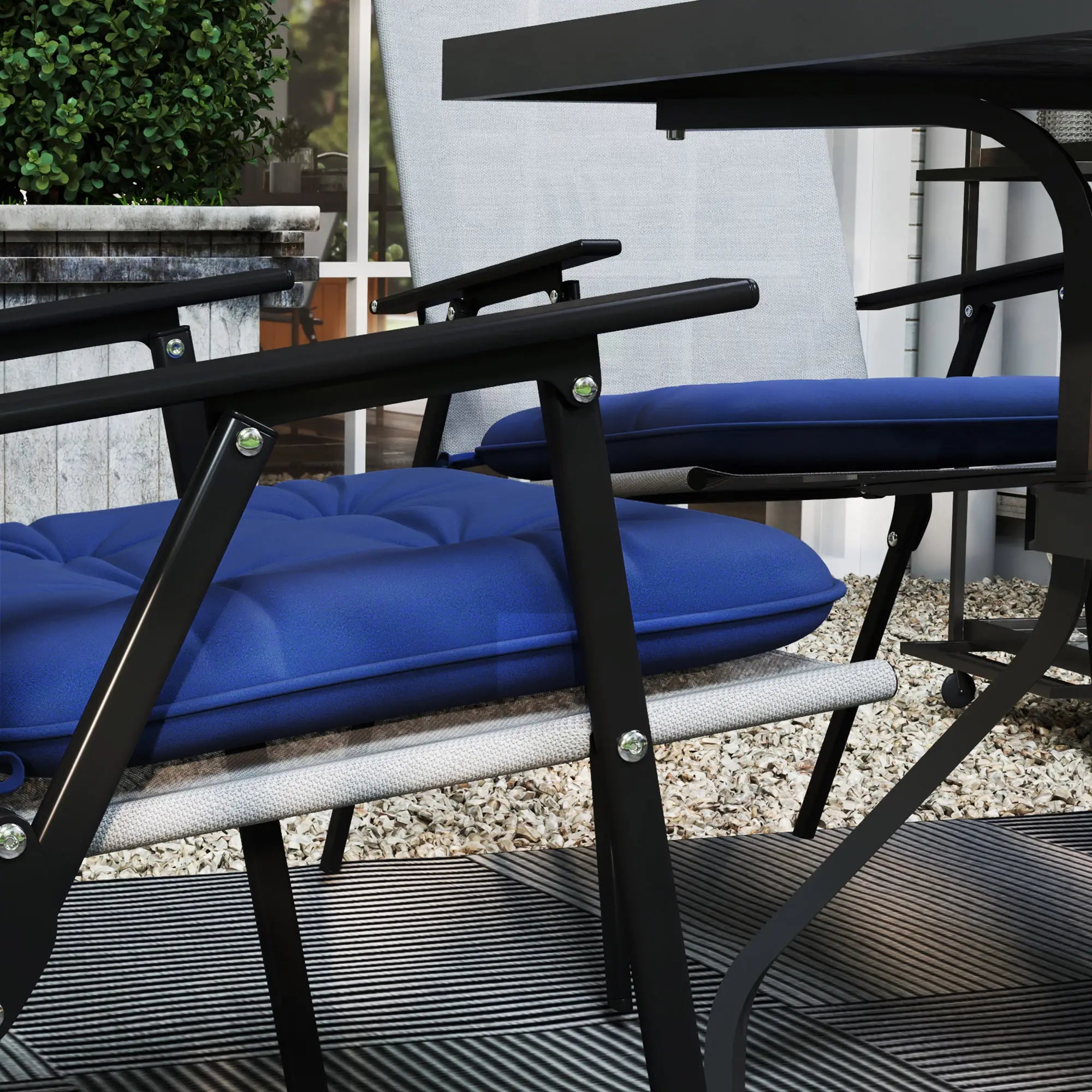 6-Piece Outdoor Patio Chair Cushions, Button Tufted, Dark Blue Patio Chair Cushions at Gallery Canada