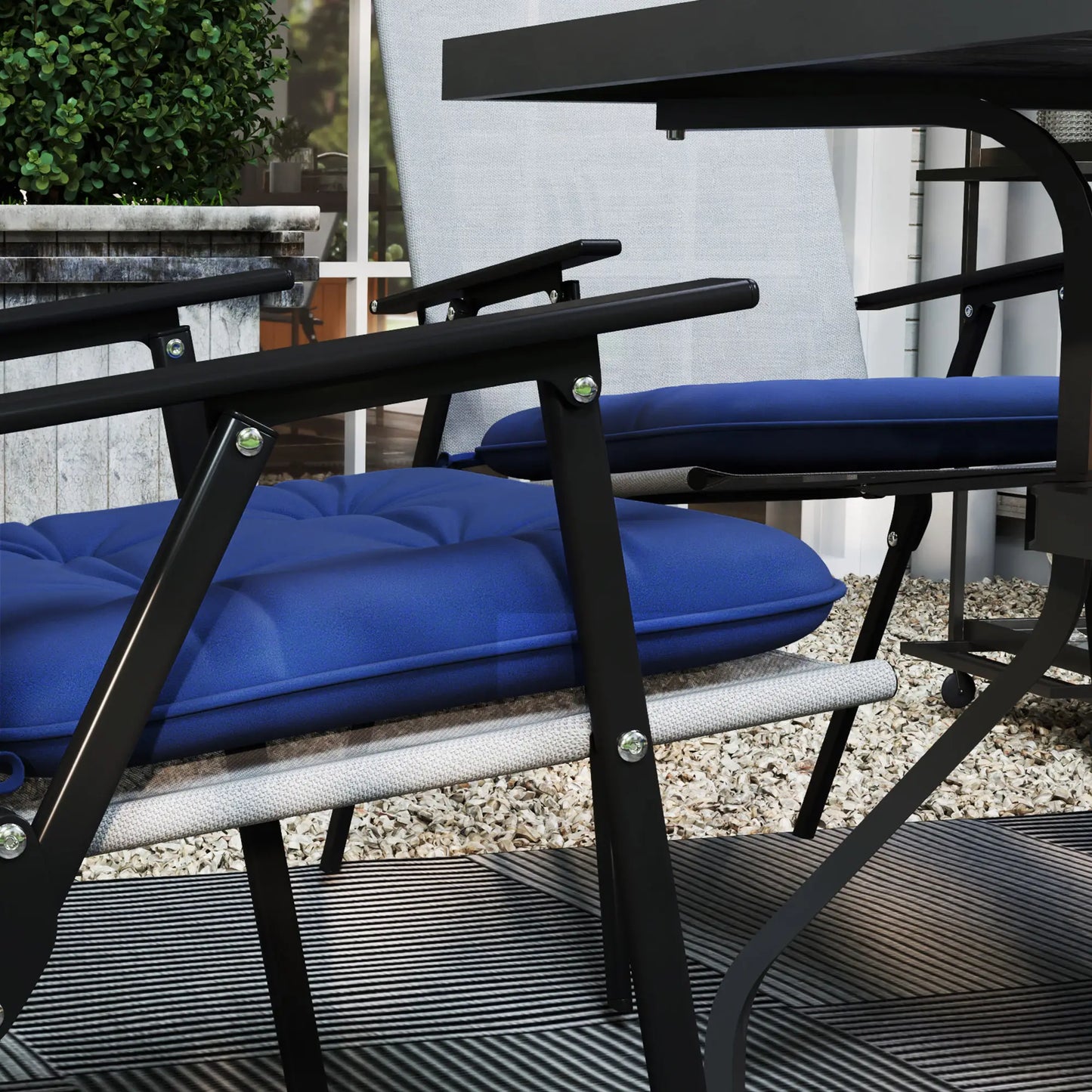 6-Piece Outdoor Patio Chair Cushions, Button Tufted, Dark Blue Patio Chair Cushions at Gallery Canada