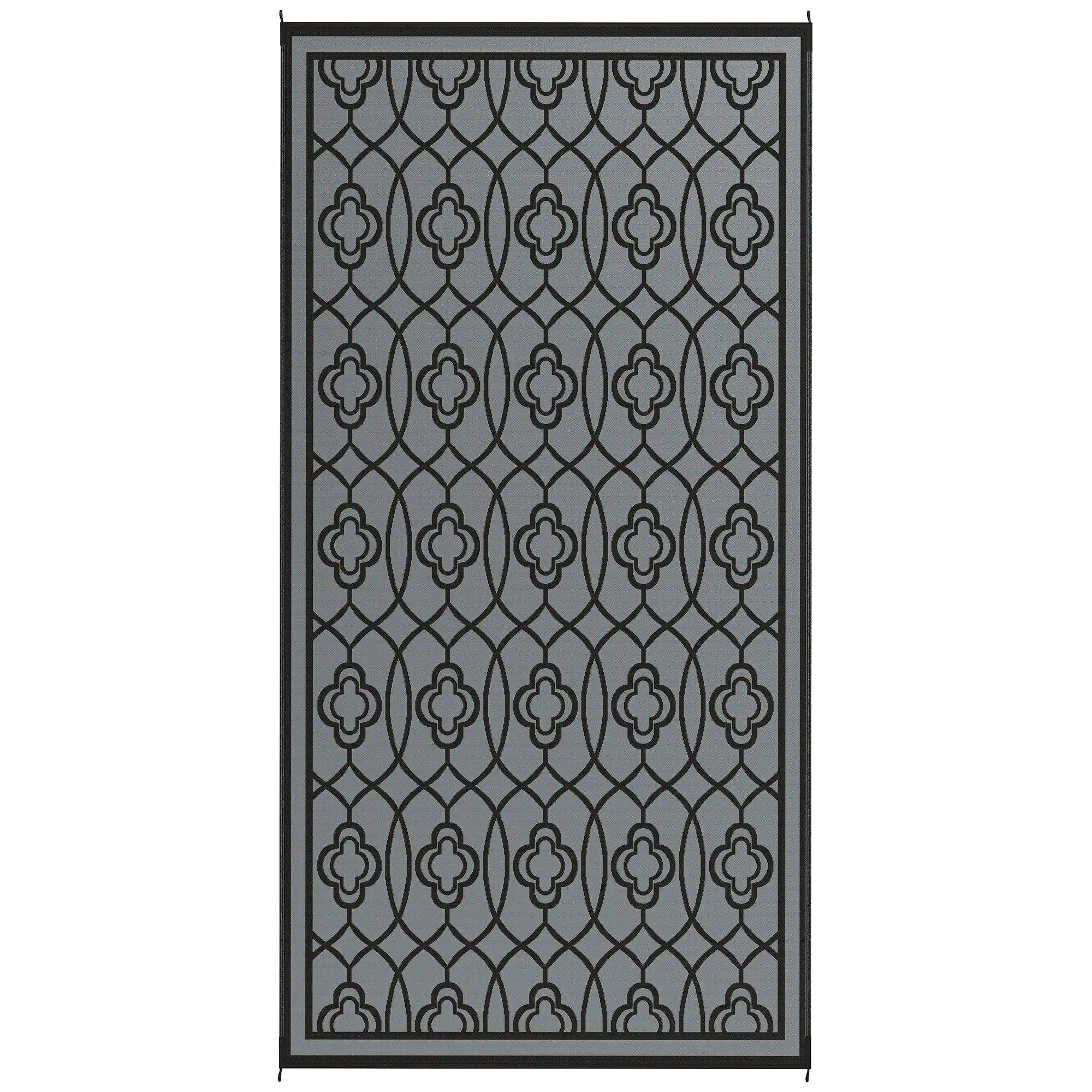 9' x 18' Outdoor RV Rug, Reversible Patio Floor Mat, Black and Grey Garden Decor Black and Grey at Gallery Canada