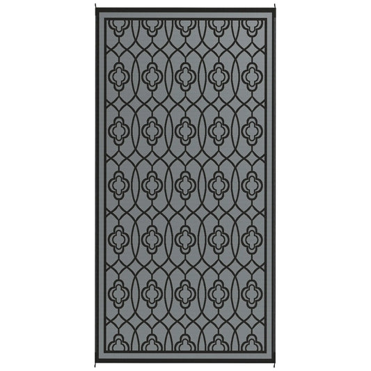 9' x 18' Outdoor RV Rug, Reversible Patio Floor Mat, Black and Grey Garden Decor Black and Grey at Gallery Canada