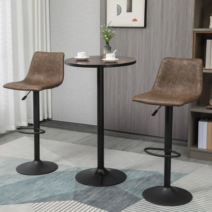 Table Ronde Bar 42 Pouces, Table Bistro Industrielle, Base Métallique, Plateau en Bois d'Orme