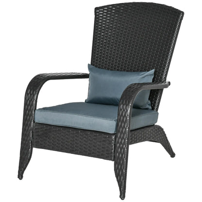 PE Rattan Adirondack Chair, Outdoor Fire Pit Chair with Cushions, Light Grey Patio Chairs at Gallery Canada