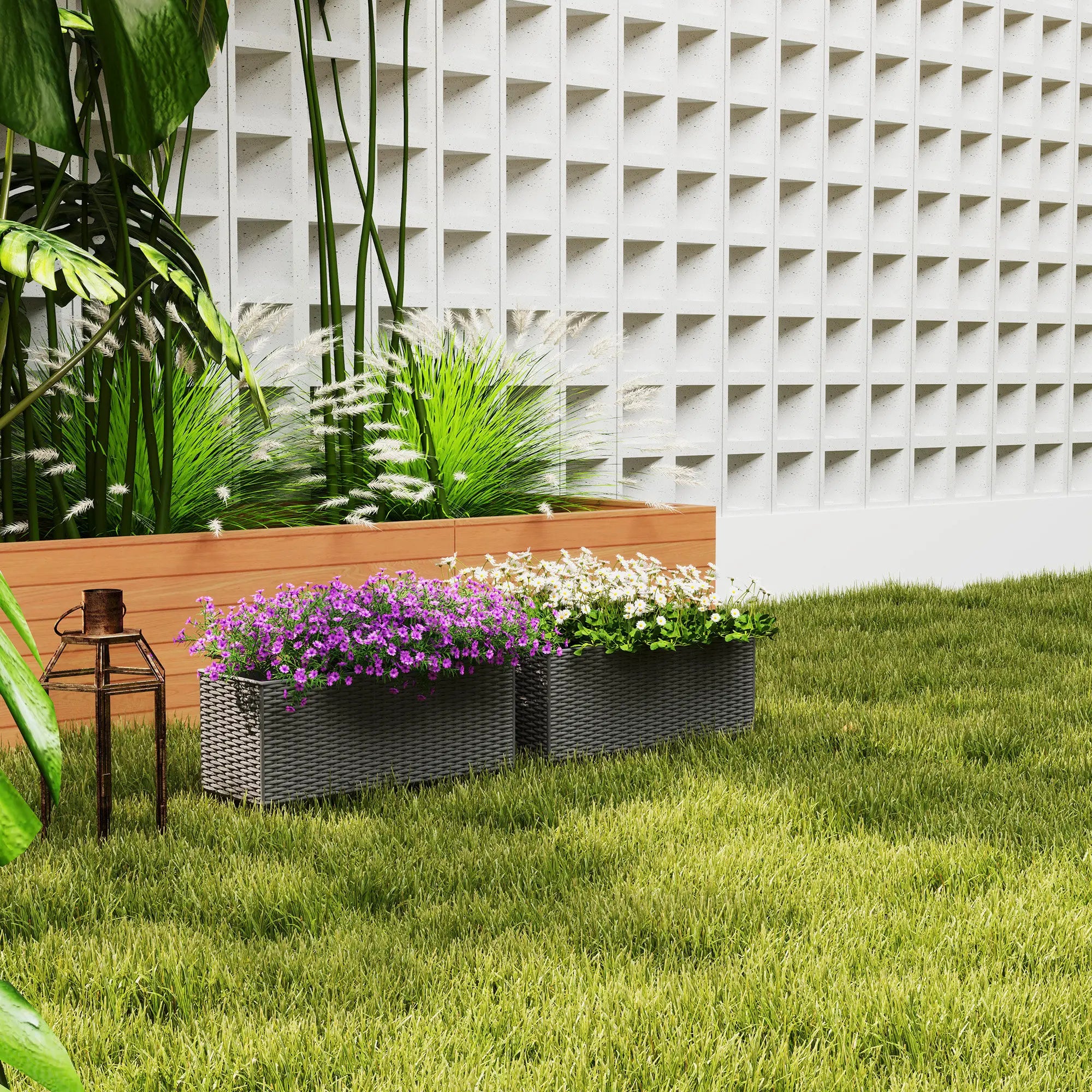 2 Pack 20 Inch Hanging Flower Pots, Railing Planter Box, Grey Planter Set at Gallery Canada