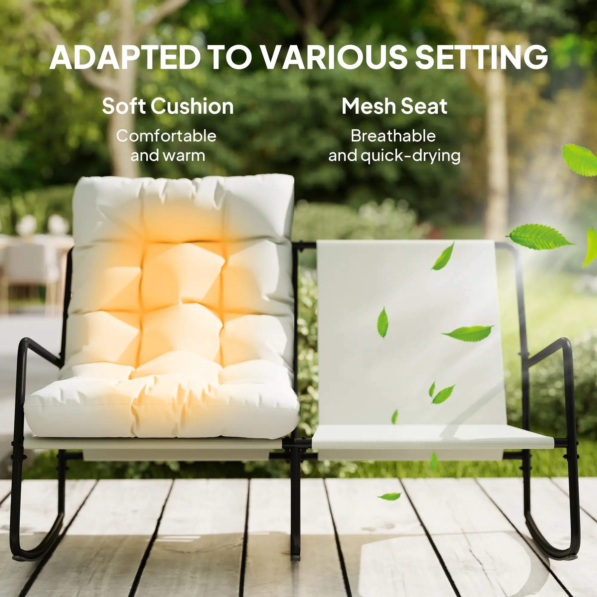 2-Person Outdoor Rocking Chair With Cushions, 528 LBS Capacity, Light Grey Outdoor Rocking Chairs at Gallery Canada
