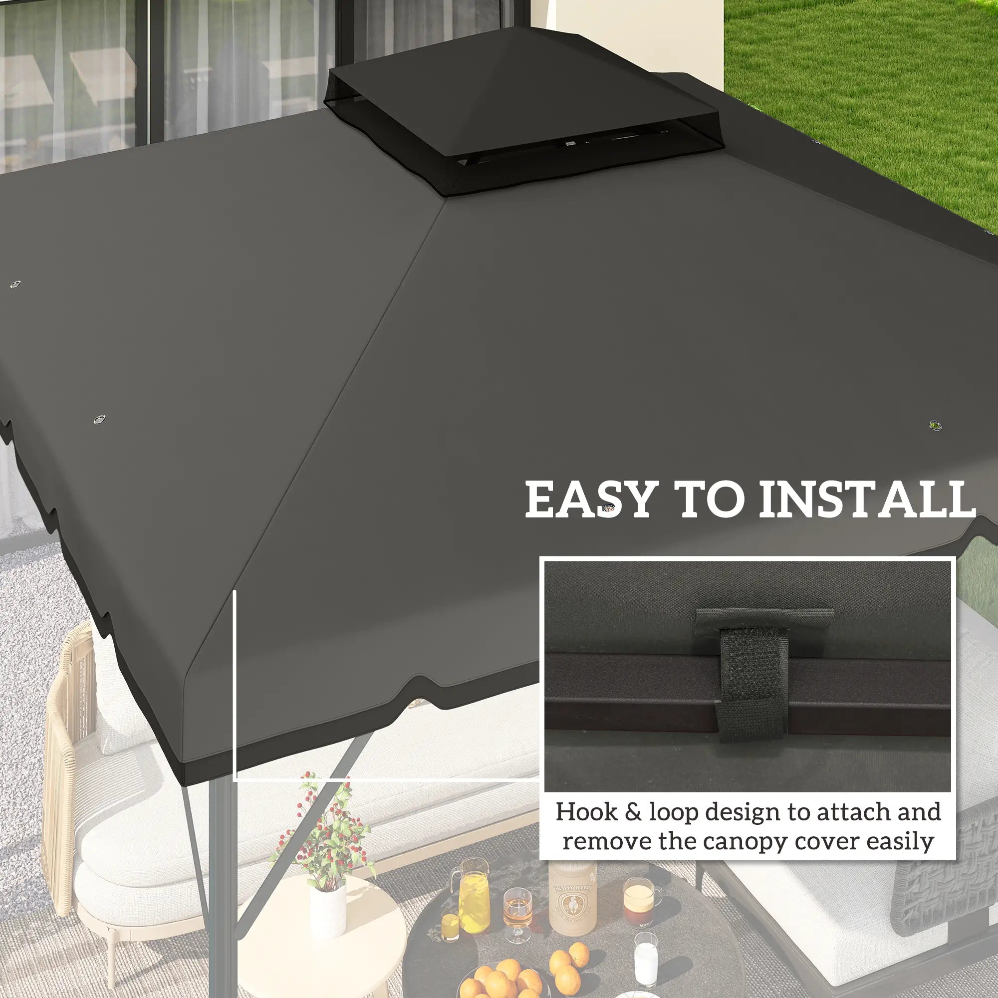 10' x 10' Gazebo Canopy Replacement, Light Grey/Dark Grey Gazebo Canopy Replacement at Gallery Canada