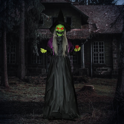 5.9' Life Size Animatronic Old Witch, Sound, Motion Activated, Light Up Eyes