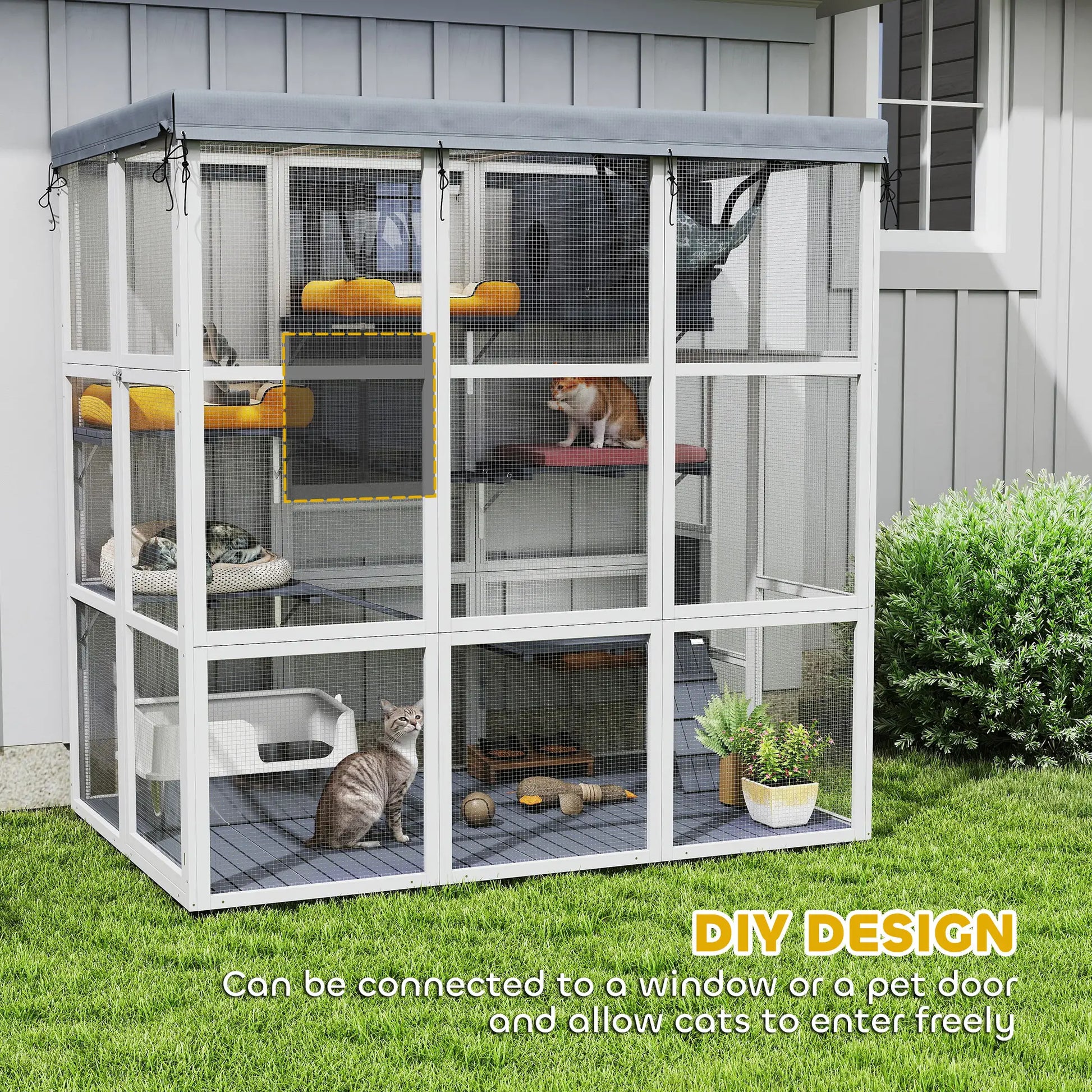 71" Catio Outdoor Cat Enclosure, Weatherproof Tarp, Hammock, Condo, Platforms Outdoor Cat Enclosures at Gallery Canada