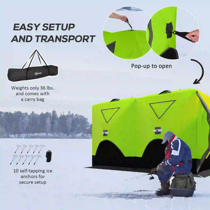 8-Person Insulated Ice Fishing Tent, Ventilation Windows, Carry Bag, -22℉, Green Ice Fishing Tents at Gallery Canada