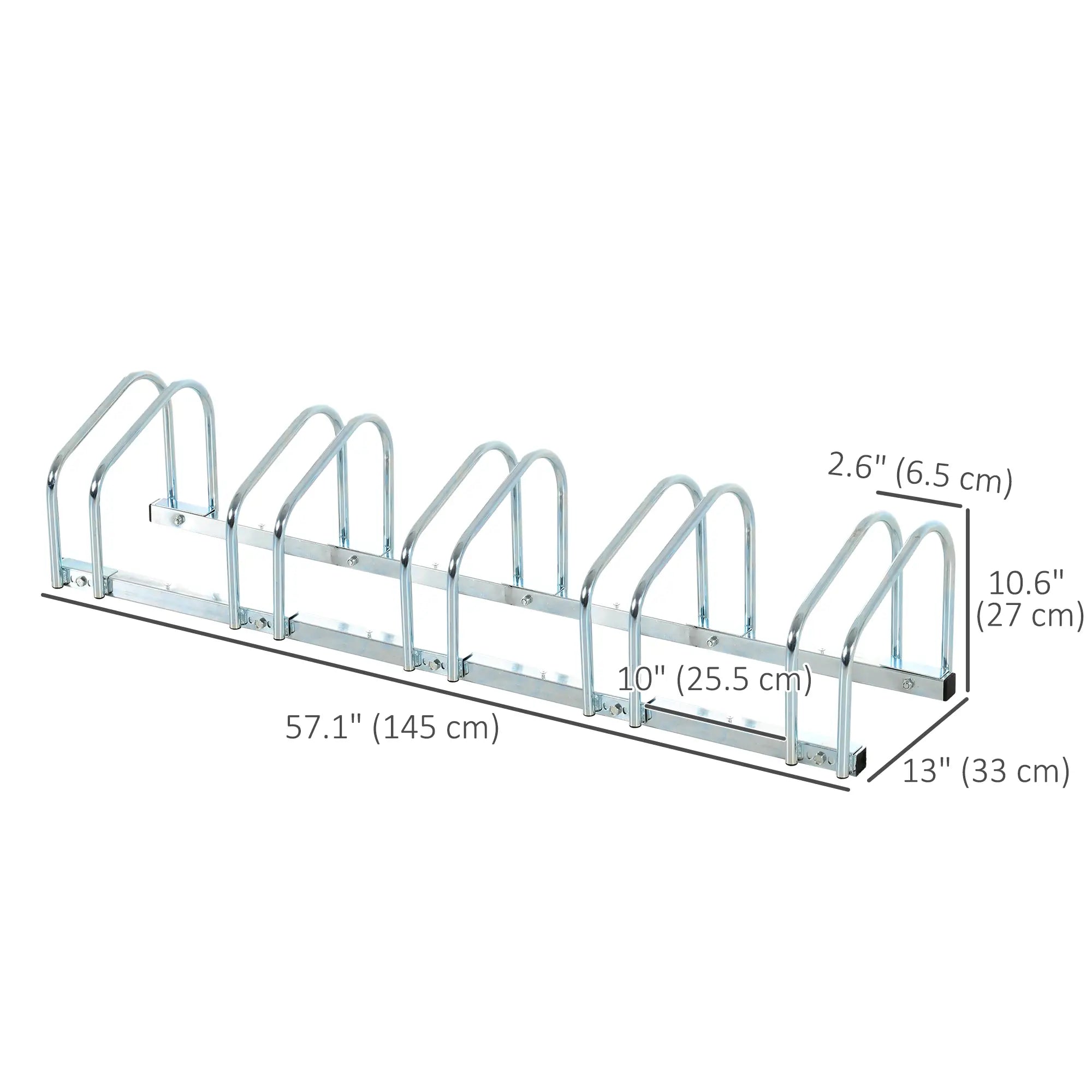 5-Bike Bicycle Floor Parking Rack Cycling Storage Stand Ground Mount Garage Organizer for Indoor and Outdoor Use Silver Bike Parking Stands at Gallery Canada