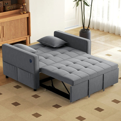 3-In-1 Convertible Sofa Bed, Pull Out Sleeper, Adjustable Backrest, Dark Grey 2-Seater Sofas at Gallery Canada