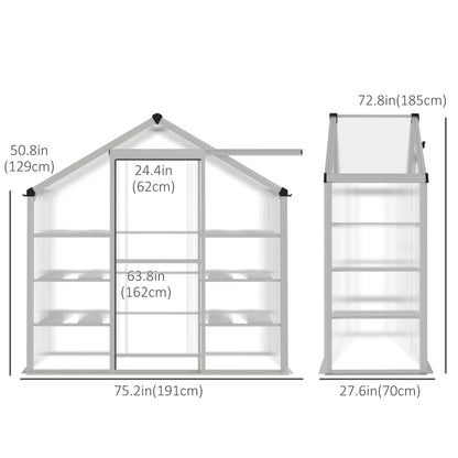 6.3' x 2.3' x 6.1' Outdoor Walk-In Greenhouse, 3-Tier Shelves, Polycarbonate, Aluminum Frame Walk In Greenhouses at Gallery Canada