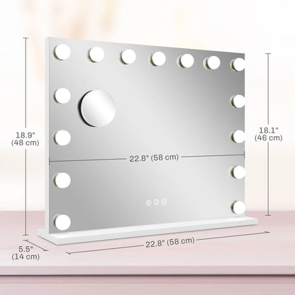 Hollywood Makeup Mirror With Lights, 3 Lighting Modes, USB Charging, White Dressing & Vanity Tables at Gallery Canada