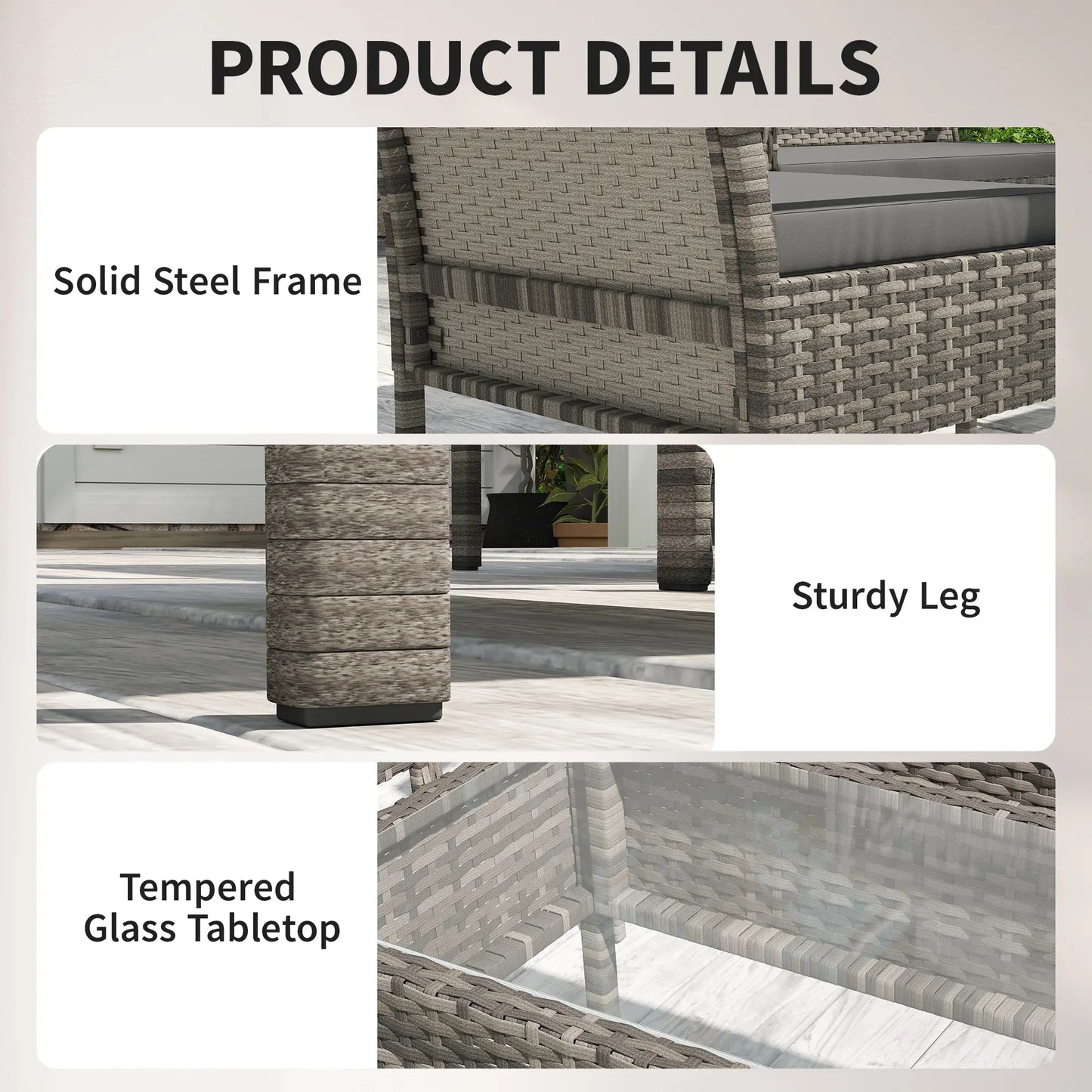 4-Piece Patio Furniture Set, Loveseat, 2 Armchairs, Coffee Table, Dark Grey Patio Furniture Sets at Gallery Canada