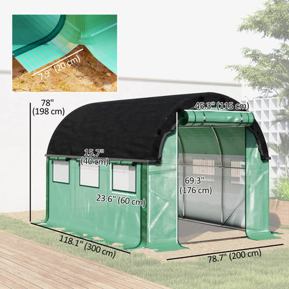 Walk-in Tunnel Greenhouse, 6.6' x 10' x 6.5', Green
