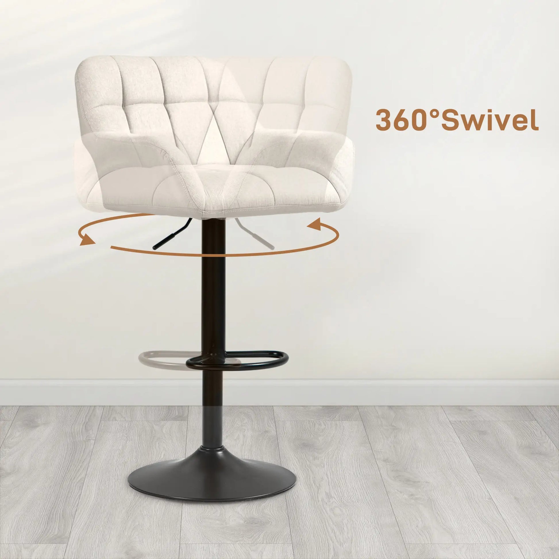 Swivel Barstools Set of 2, Adjustable Height, PU Leather, Cream White Bar Stools at Gallery Canada