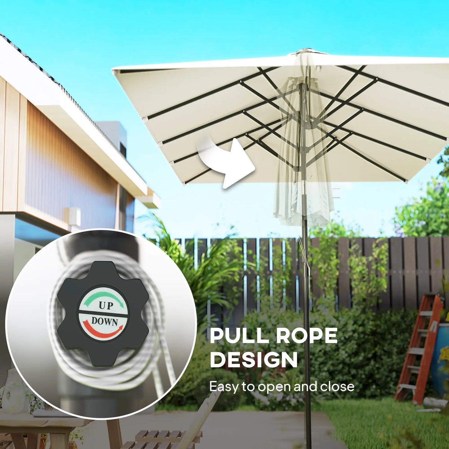 Double-Sided Patio Umbrella With Tilt, Adjustable Height, Vents, 12 Ribs, White Double-sided Umbrellas at Gallery Canada