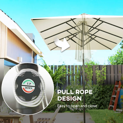 Double-Sided Patio Umbrella With Tilt, Adjustable Height, Vents, 12 Ribs, White Double-sided Umbrellas at Gallery Canada