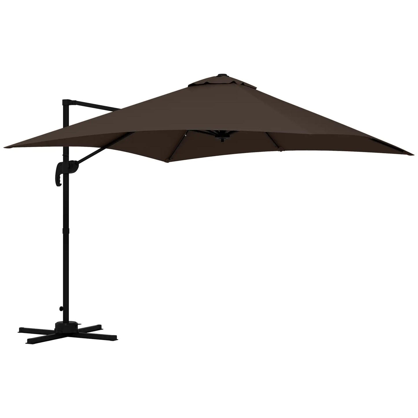 10x10ft Rotatable Square Cantilever Umbrella, 4 Adjustable Angles Cantilever Umbrellas Coffee at Gallery Canada