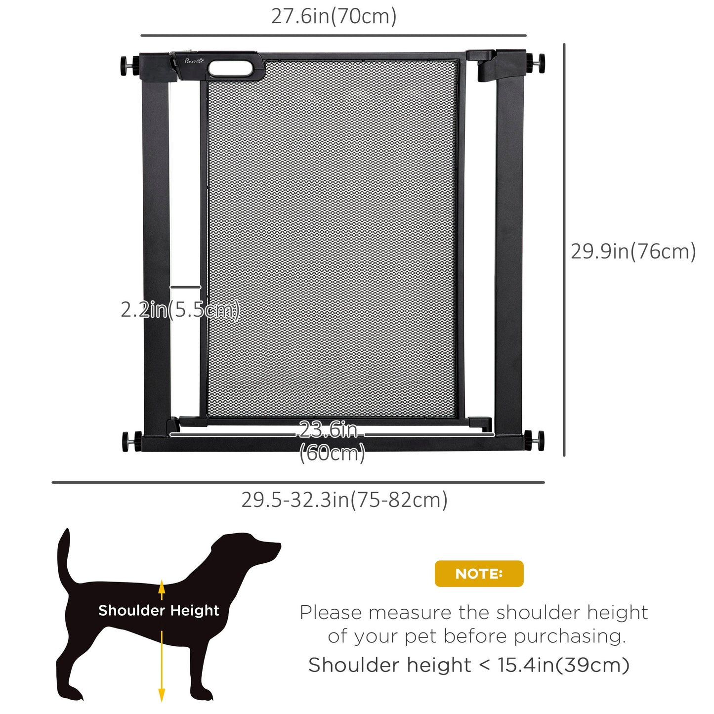 29.5"-32.3" Metal Pet Gate, Auto Closing Door, Double Locking, Black Houses, Kennels & Pens at Gallery Canada