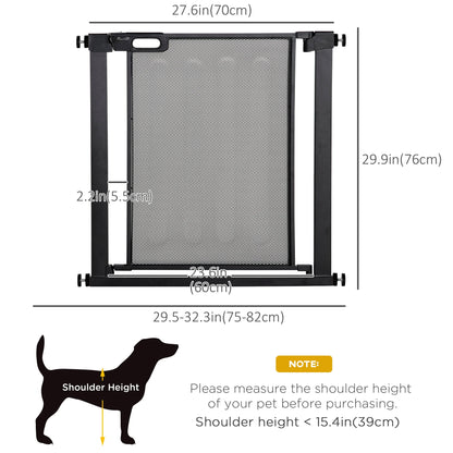 29.5"-32.3" Metal Pet Gate, Auto Closing Door, Double Locking, Black Houses, Kennels & Pens at Gallery Canada