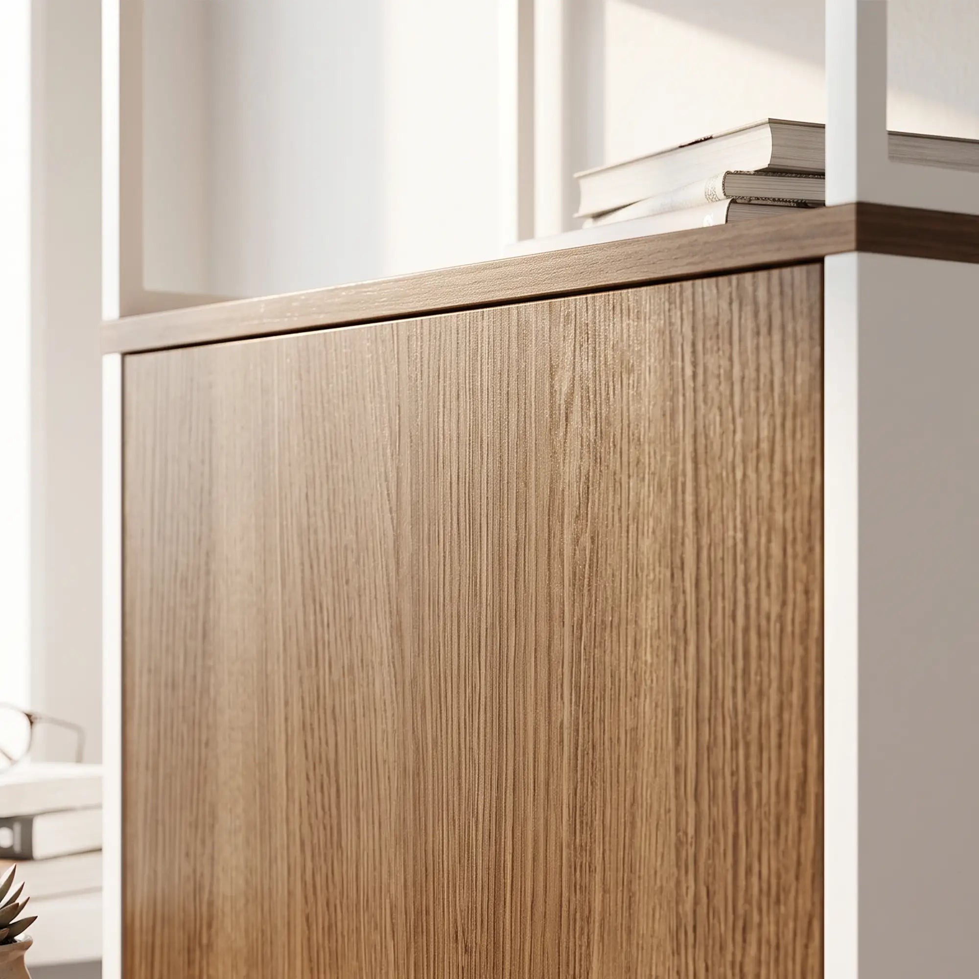 Folding Computer Desk With 4-Tier Bookshelf, Natural Computer Desks at Gallery Canada