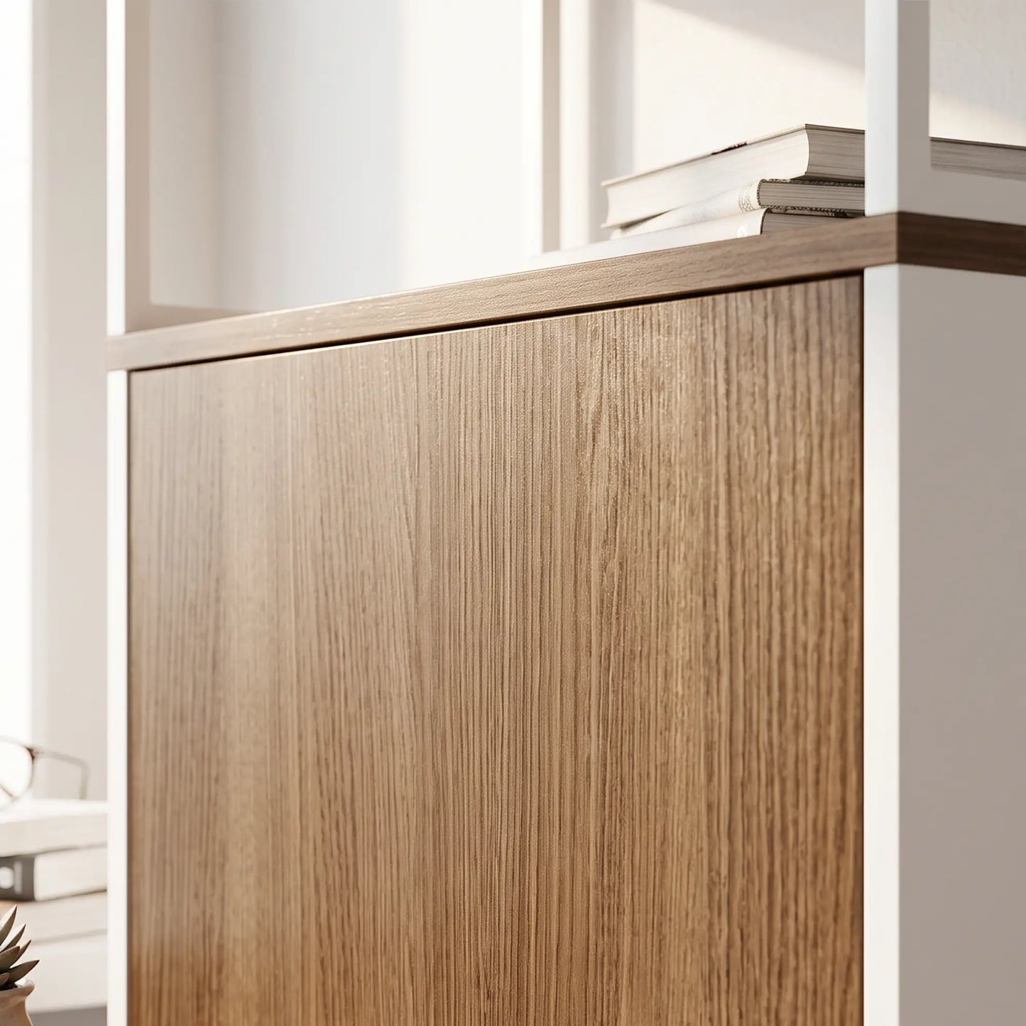 Folding Computer Desk With 4-Tier Bookshelf, Natural Computer Desks at Gallery Canada