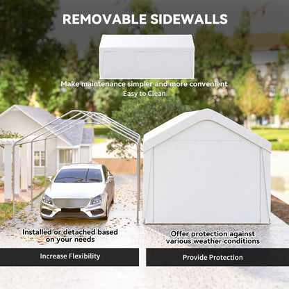 10 x 20 ft Portable Garage, 2 Roll-Up Doors, Removable Sidewalls, White Car Shelters at Gallery Canada