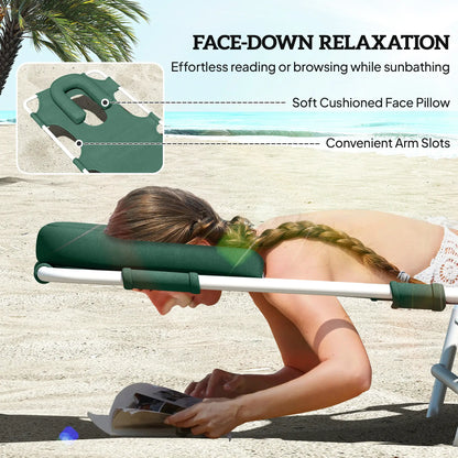 Outdoor Lounge Chair, Adjustable Folding Chaise, Green Lounger Chairs at Gallery Canada