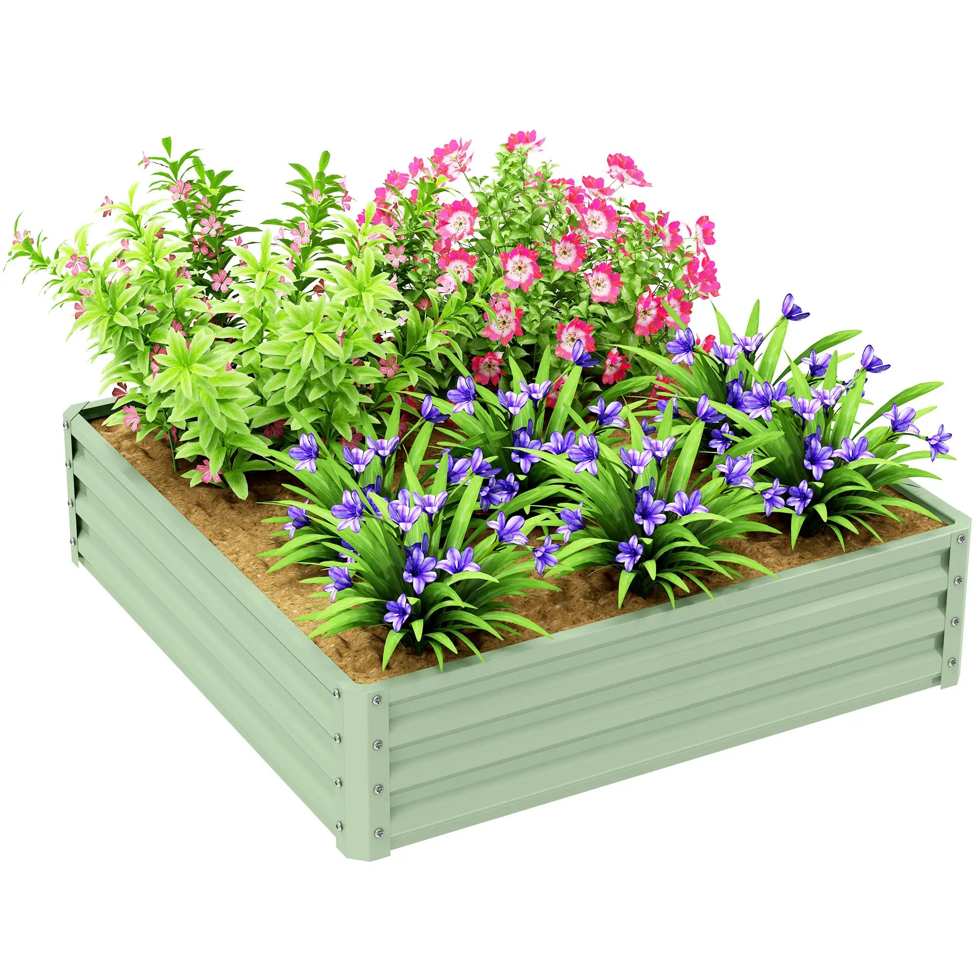 4' X 4' X 1' Raised Garden Bed, Galvanized Steel Planter, Light Green, Light Green Galvanized Planter Boxes at Gallery Canada