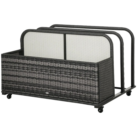Rolling Pool Storage, Rattan Patio Furniture, Outdoor Wicker Organizer, Grey Patio Storage Boxes Grey at Gallery Canada