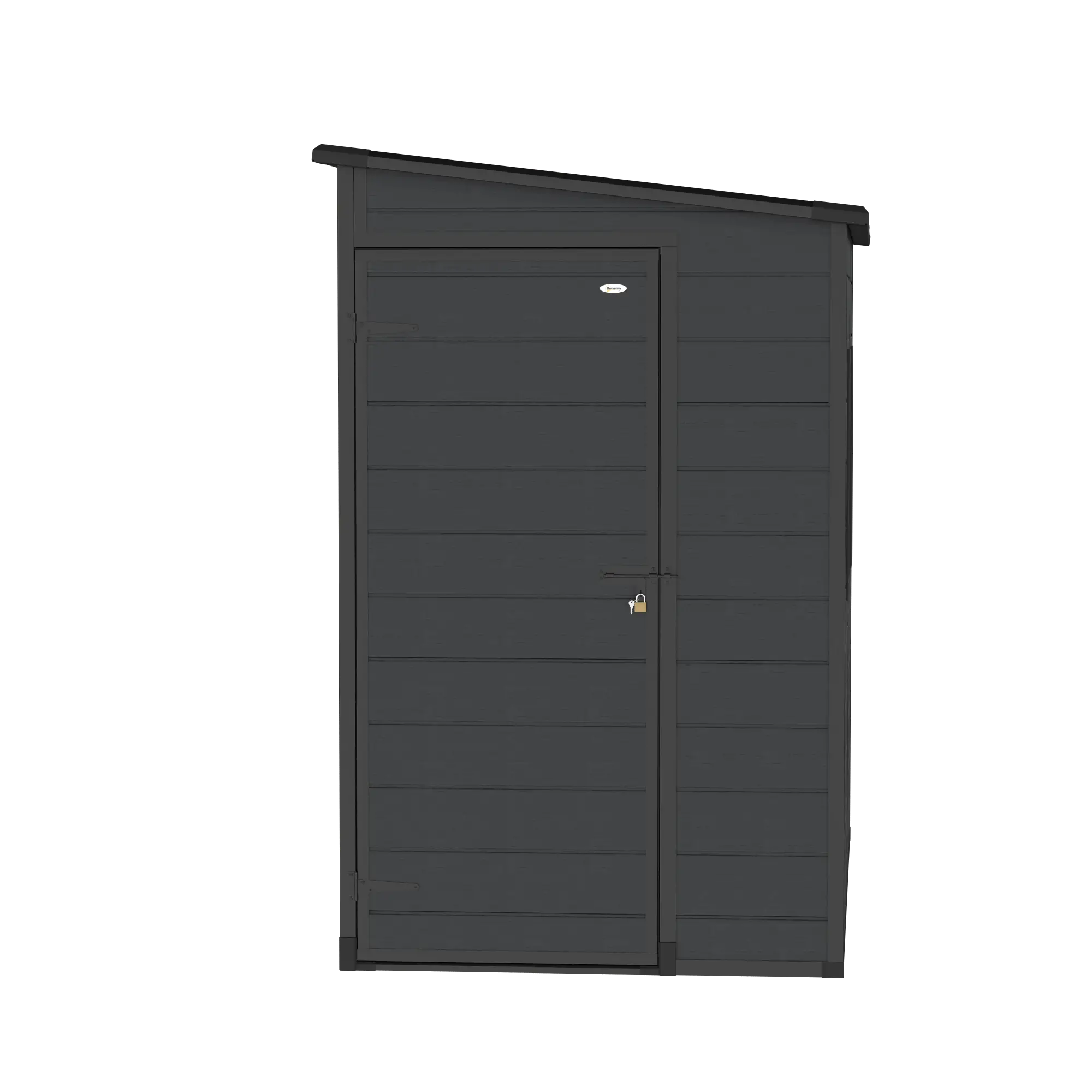 4.3' x 8' Dark Grey Outdoor Storage Shed With Floor, Lockable Doors, Dark Grey Sheds at Gallery Canada
