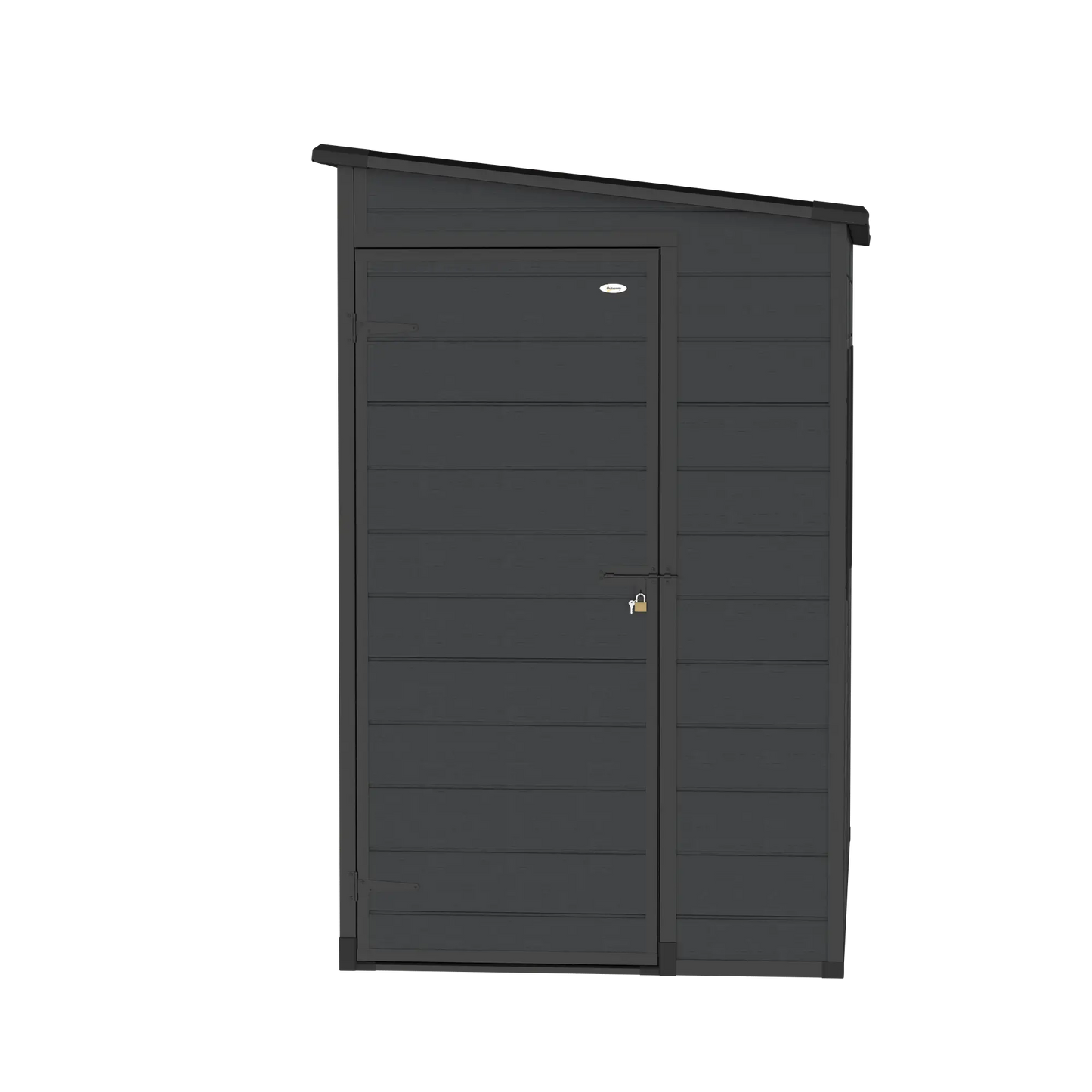 4.3' x 8' Dark Grey Outdoor Storage Shed With Floor, Lockable Doors, Dark Grey Sheds at Gallery Canada