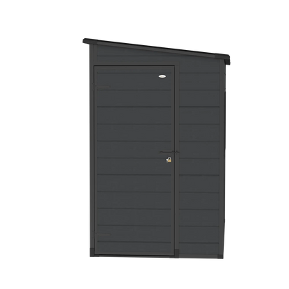 4.3' x 8' Dark Grey Outdoor Storage Shed With Floor, Lockable Doors, Dark Grey Sheds at Gallery Canada