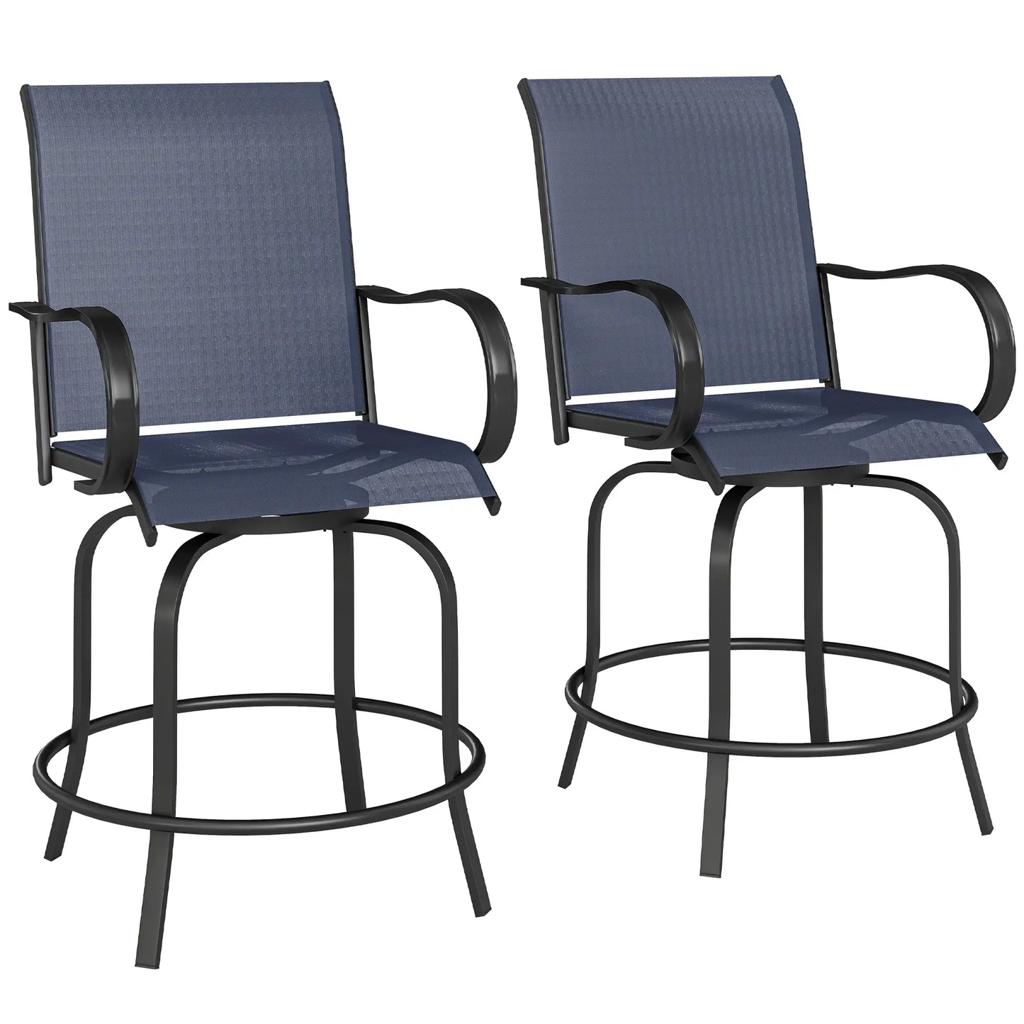 Outdoor Bar Stools Set of 2, 360° Swivel, 26.8" x 29.5" x 48.4", Navy Blue Bistro Sets at Gallery Canada