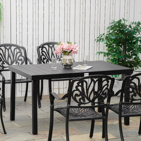 Aluminum Outdoor Dining Table for 6, Patio Rectangular Table, 55" L x 35.5" W x 29.25" H, Black - Gallery Canada