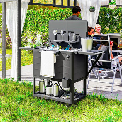 104 Quart Large Capacity Outdoor Cooler Cart, Patio Rolling Ice Chest, Black Cooler Boxes at Gallery Canada