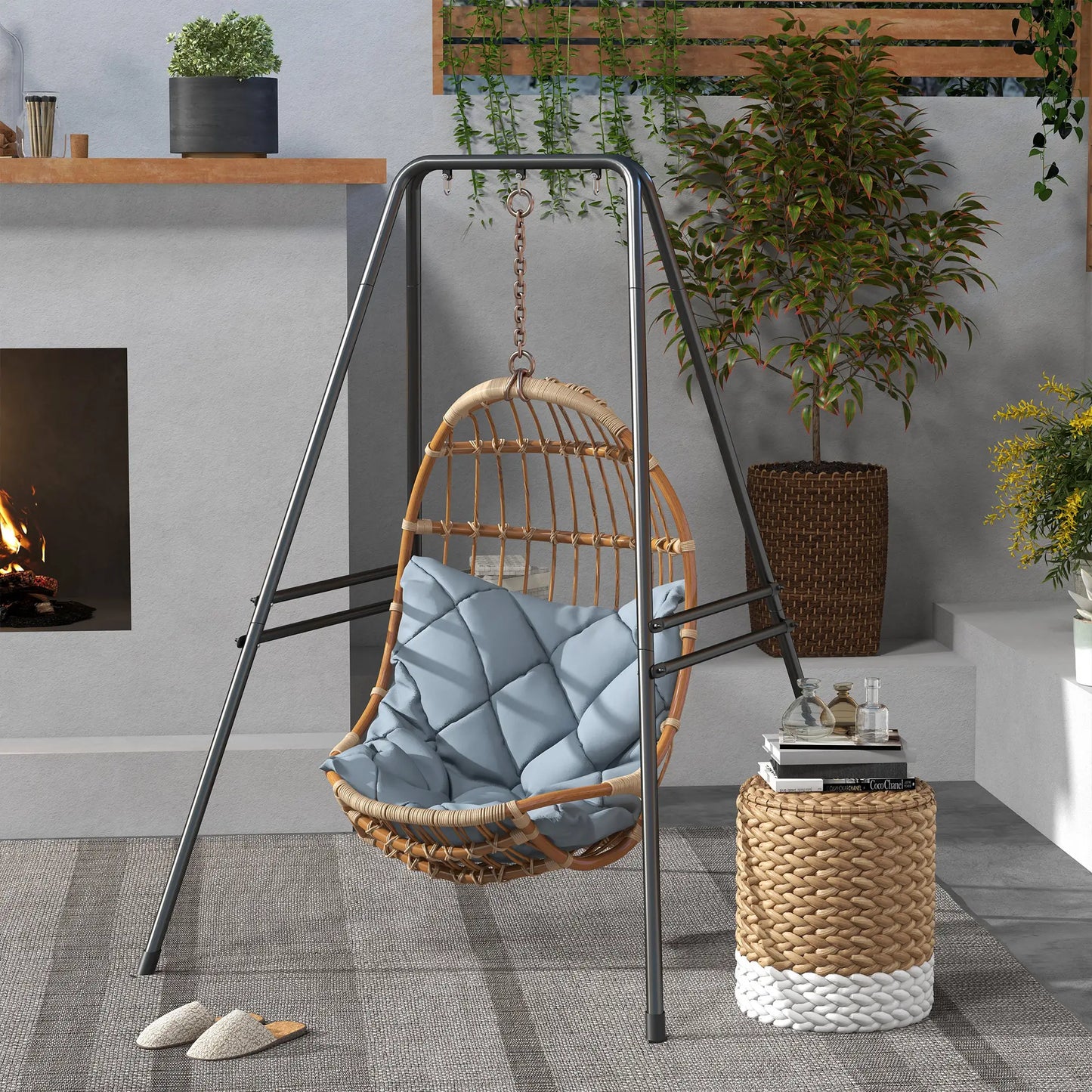 Heavy Duty Metal Hammock Chair Stand, 48.8" x 56.3" x 70.9", Black Hammock Stands at Gallery Canada